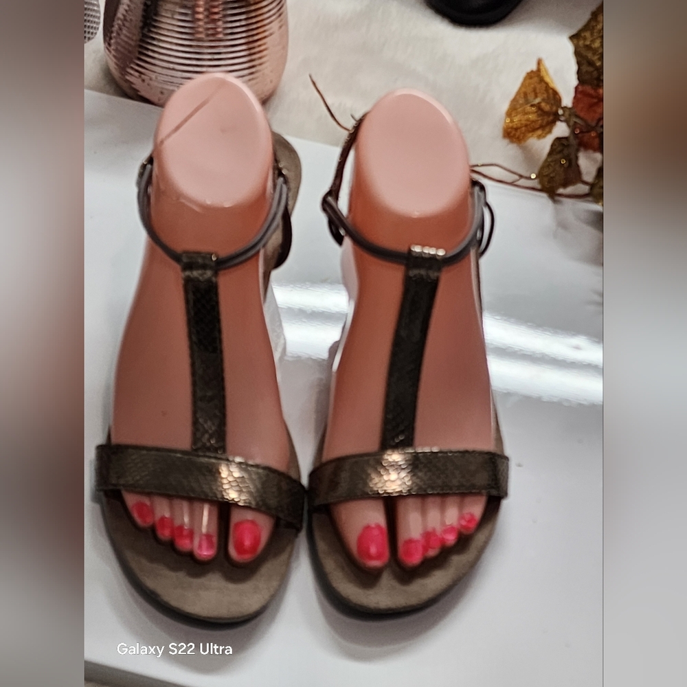 Life Stride Brown Sandals with Ankle Strap
